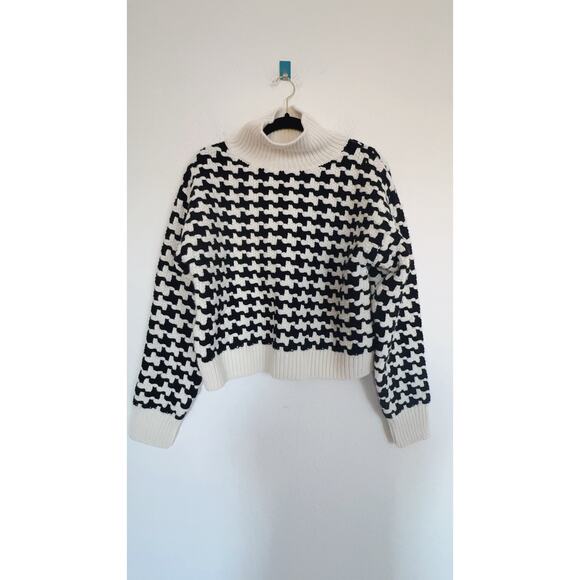 NakedCashmere IRIS HOUNDSTOOTH CASHMERE TURTLENECK SWEATER M - Picture 7 of 11